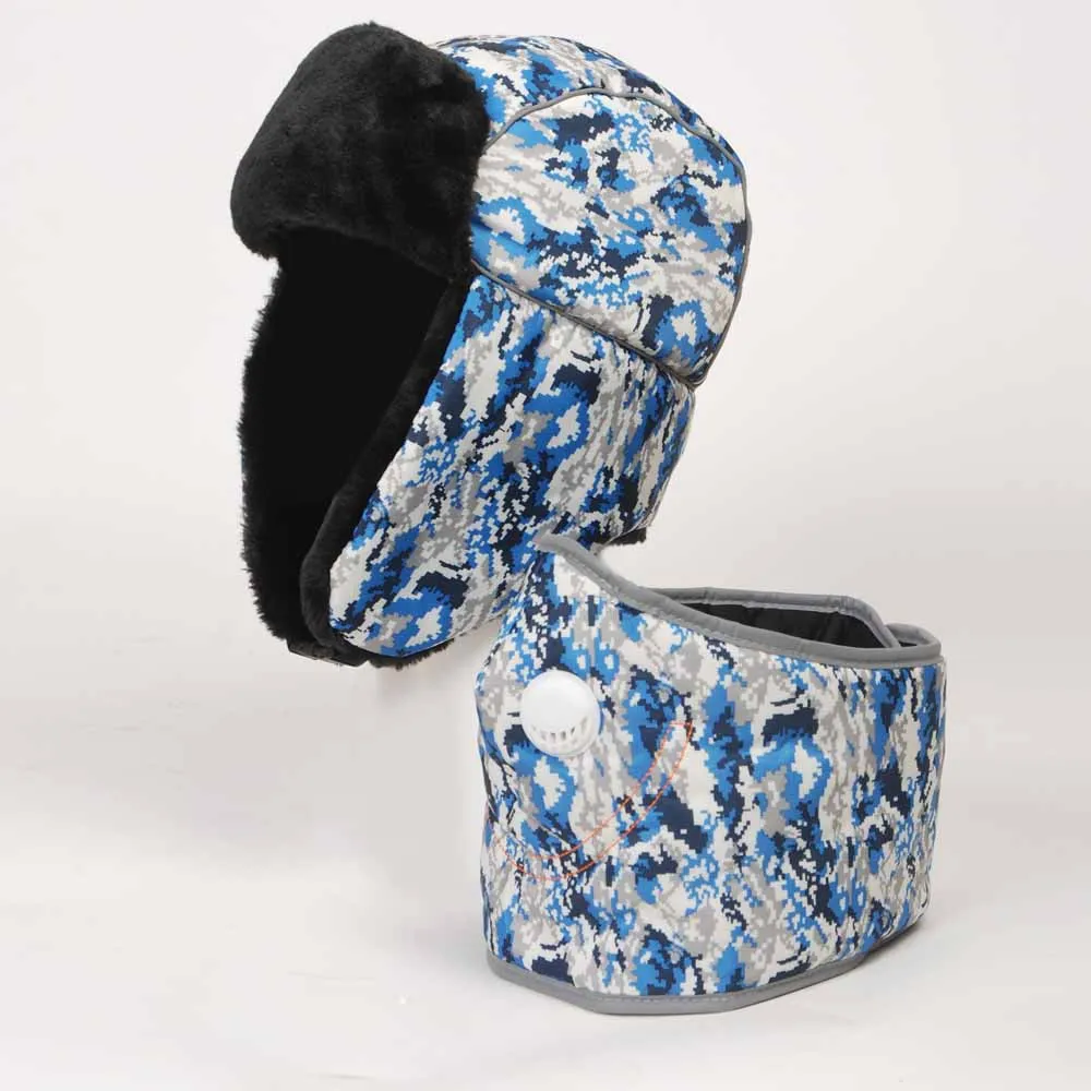 wholesale digital camo trapper hat and neck warmer set fleece