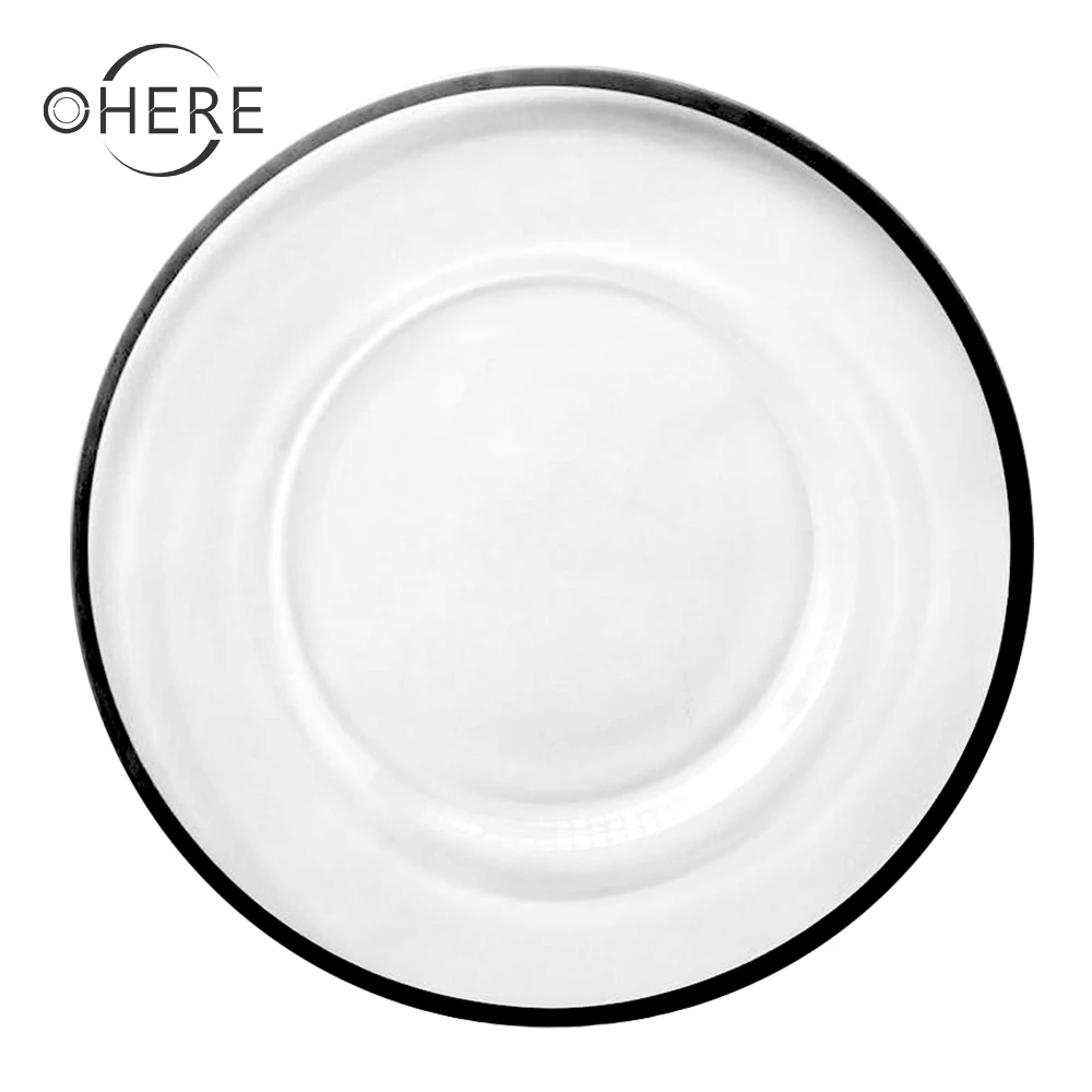 Wholesale Golden Rim Glass Charger Irregular Glass Charger Plate