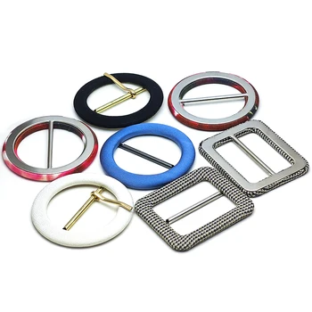 Factory Wholesales Fashion Round Square Colorful Metal Blank Leather Fabric Covered Belt Buckle for Clothes