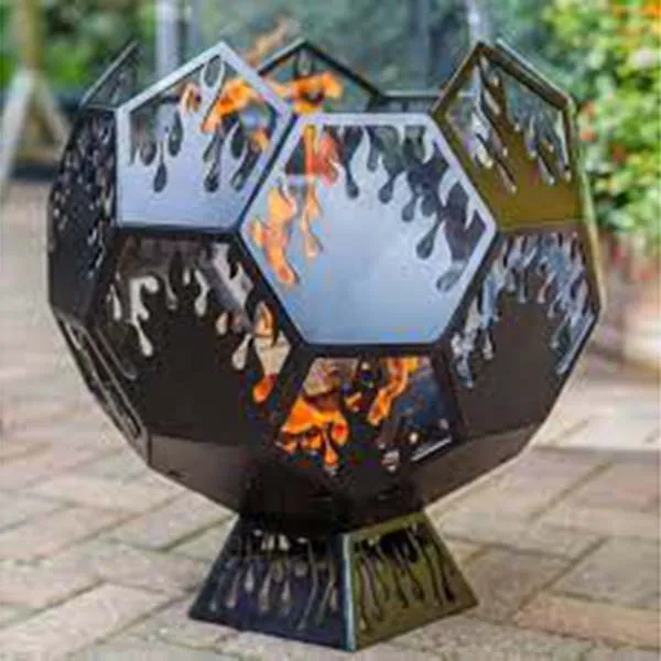 Laser Cut Custom  Decorative Modern Design Outdoor Warming  Fire Sphere Corten Steel Fire Pit