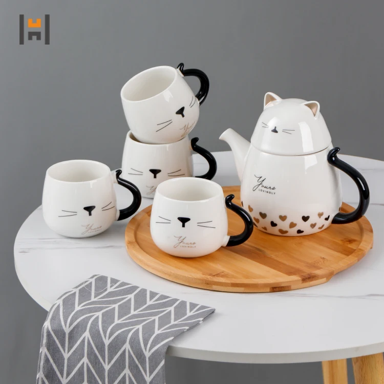 Exquisite Ceramic Cute Cat Pattern Tea Pot 220ml – Chinese Teaware – Teawish