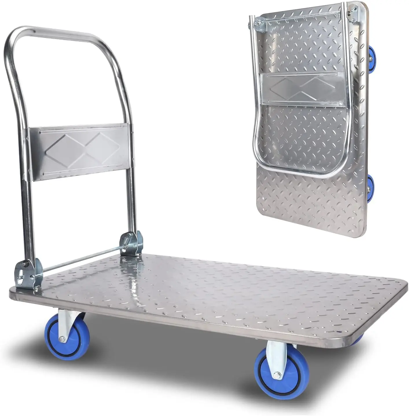 360 Degree Swivel Wheels Foldable Push Hand Cart Customizable Platform Dolly Cart Flatbed Dolly 360 Degree Swivel Wheels OEM