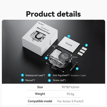 Telesin Waterproof Case for DJI Osmo Action 5 4 3 High Quality Material Action Camera 45m Dive Housing product image