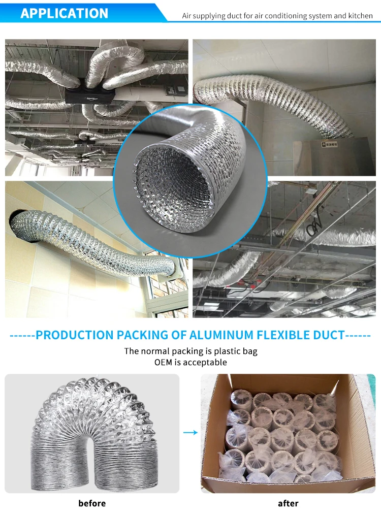 Flexible Aluminum Foil Duct For Air Conditioning Hvac Systems For