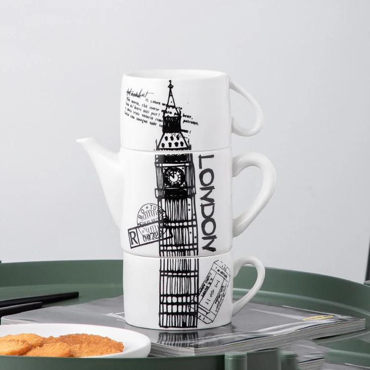 Wholesale White Tea Set European Style Coffee Pot Tea Pot Sets Gift