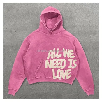 High Quality Custom Oversized Hoodie dtg Print Manufacturers Acid Washed Cotton Men's Hoodie Streetwear Pull Over Hoodies