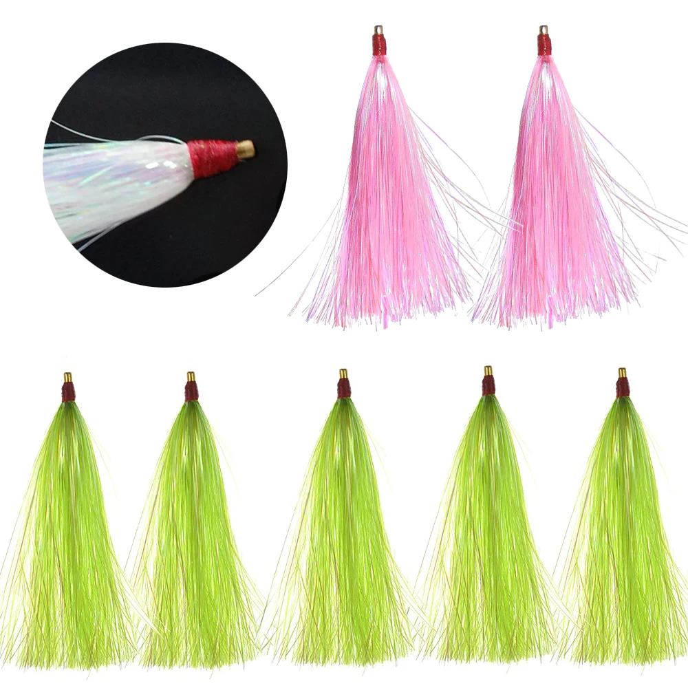 thumbnail image 2 of 18pc Mylar Flash Teaser Lures With Brass Grommets - Bucktail Jigs For Pompano 2 of 5
