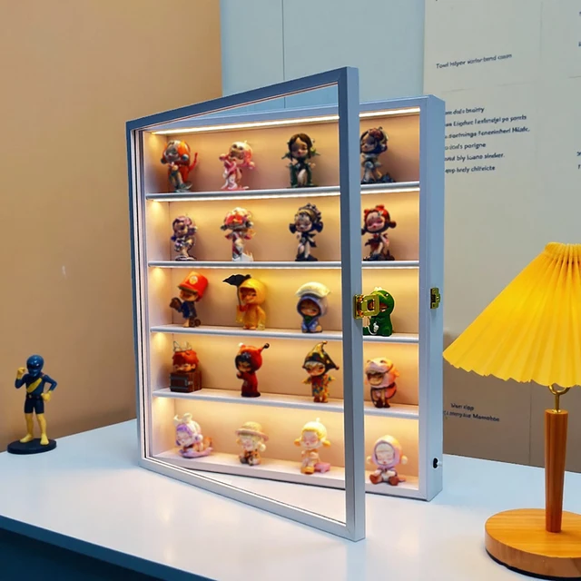Hot Selling Shadow Frame Figure Storage Case Multi-Layer Doll Display Shelf With Light/Door  Blind Box on Top for Living Room