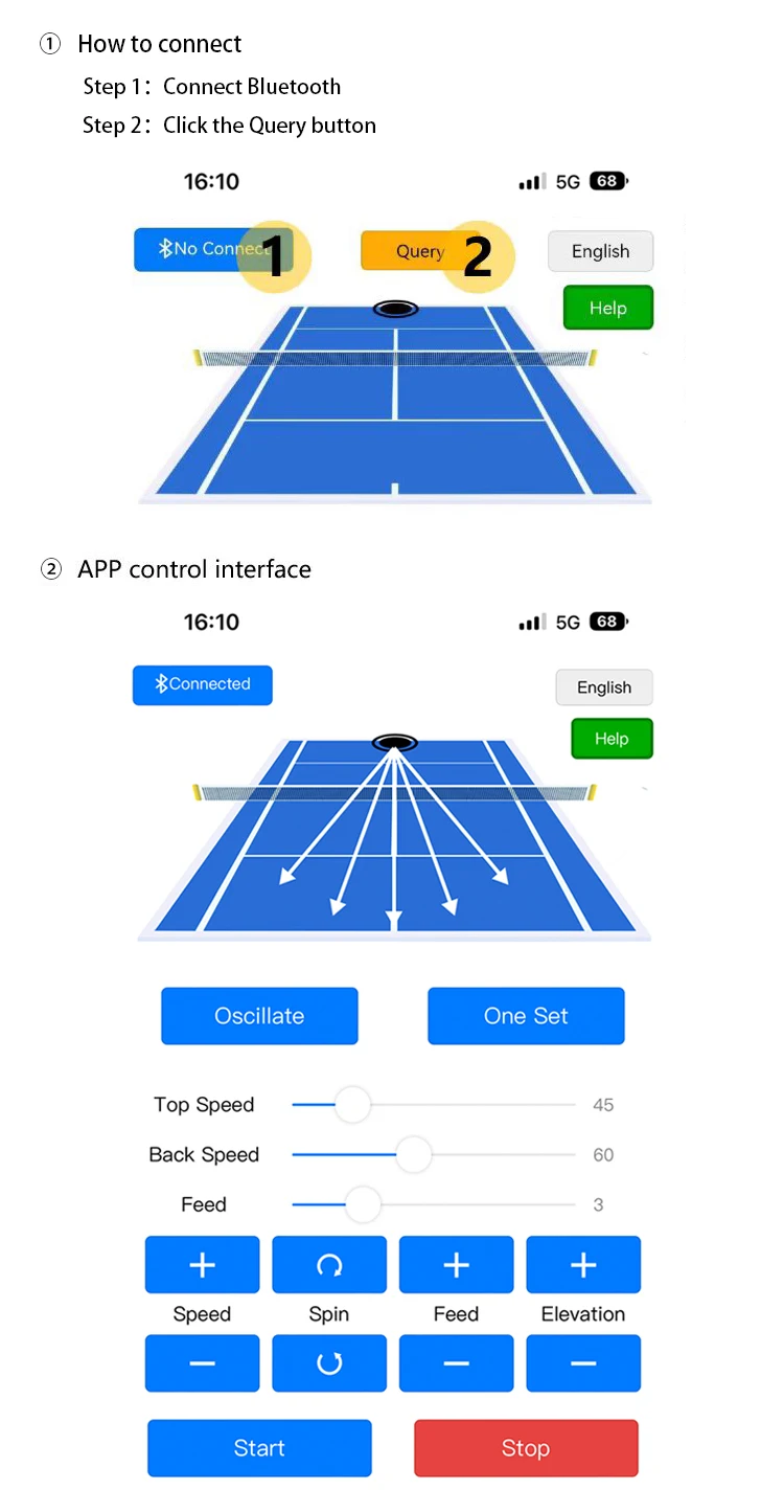 Customs New Popular JP02 App And Remote Control Pickle ball Padel Ball Machine For Beginner Playing And Training factory