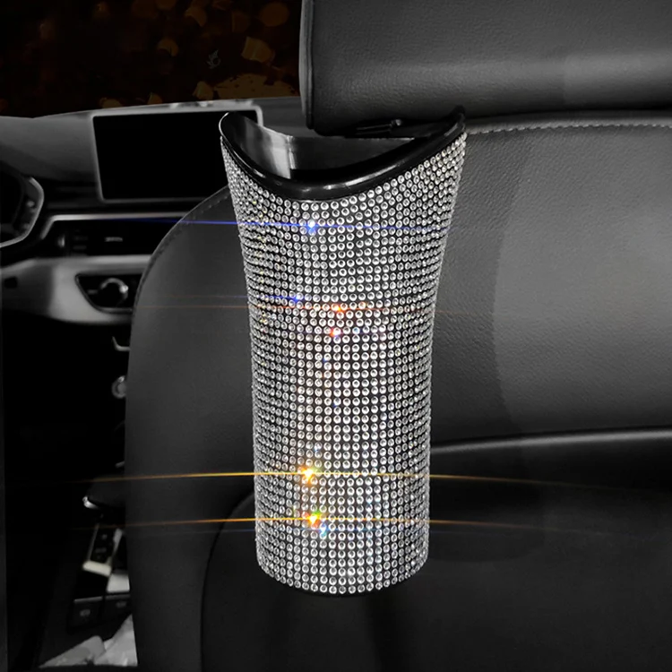 Glitter Headrest Garbage Can Universal Trash Bin Dustbin Organizer Container Multi Hanging Storage Box Bling Car Umbrella Holder
