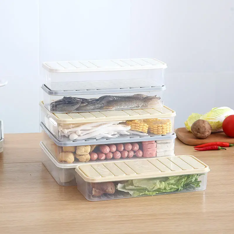 Factory Hot Sale Mga Gulay na Prutas Fresh Organizer Box Bpa Free Plastic Refrigerator Food Storage Box na May Takip