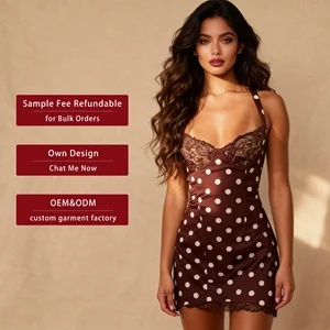 Suspender Skirt V-neck  Ruffled A-swing Dot Lace Hot Girl Dress