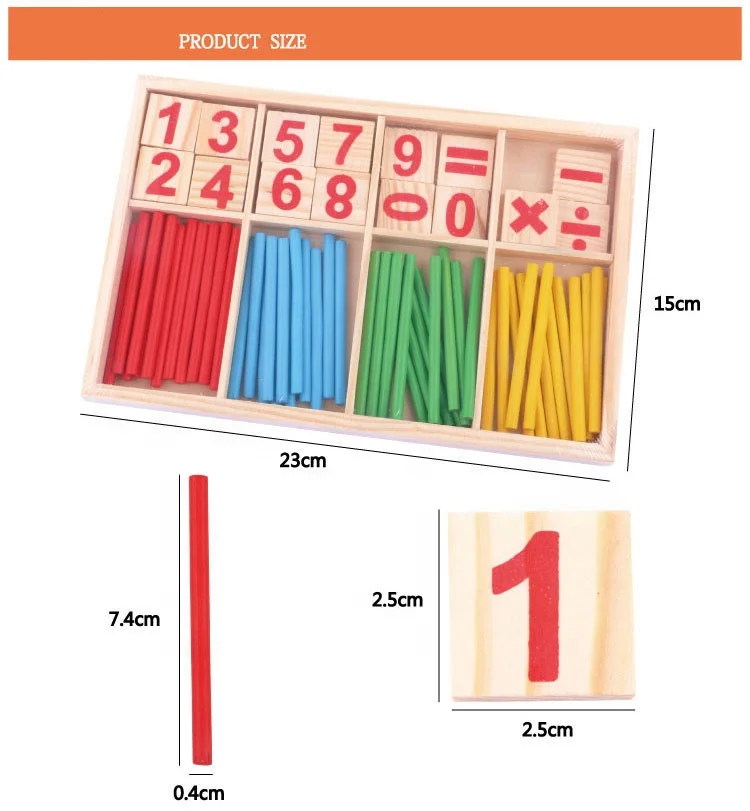 Wooden Count Bar Sticks Digital Learning Box Kids Mathematics Calculation Arithmetic Game Early Educational Toys For Child
