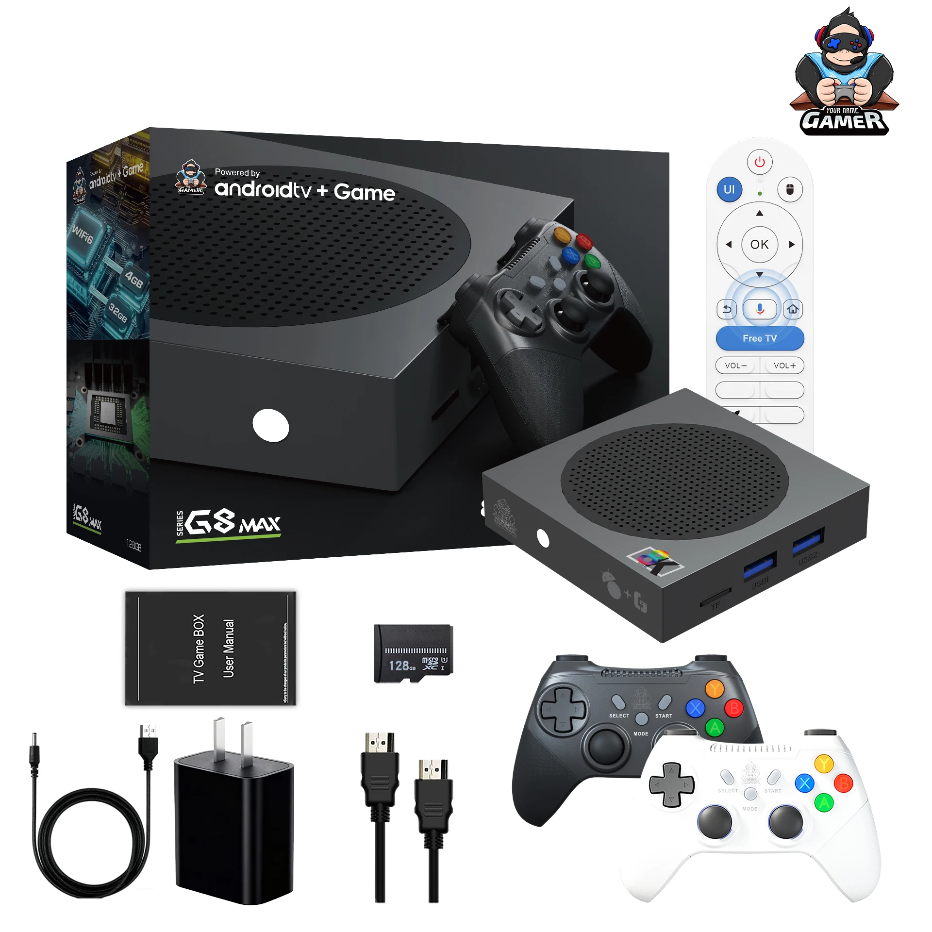 Newest G8MAX Android 14 Video Game Console 32GB ROM 8k Decoding BT