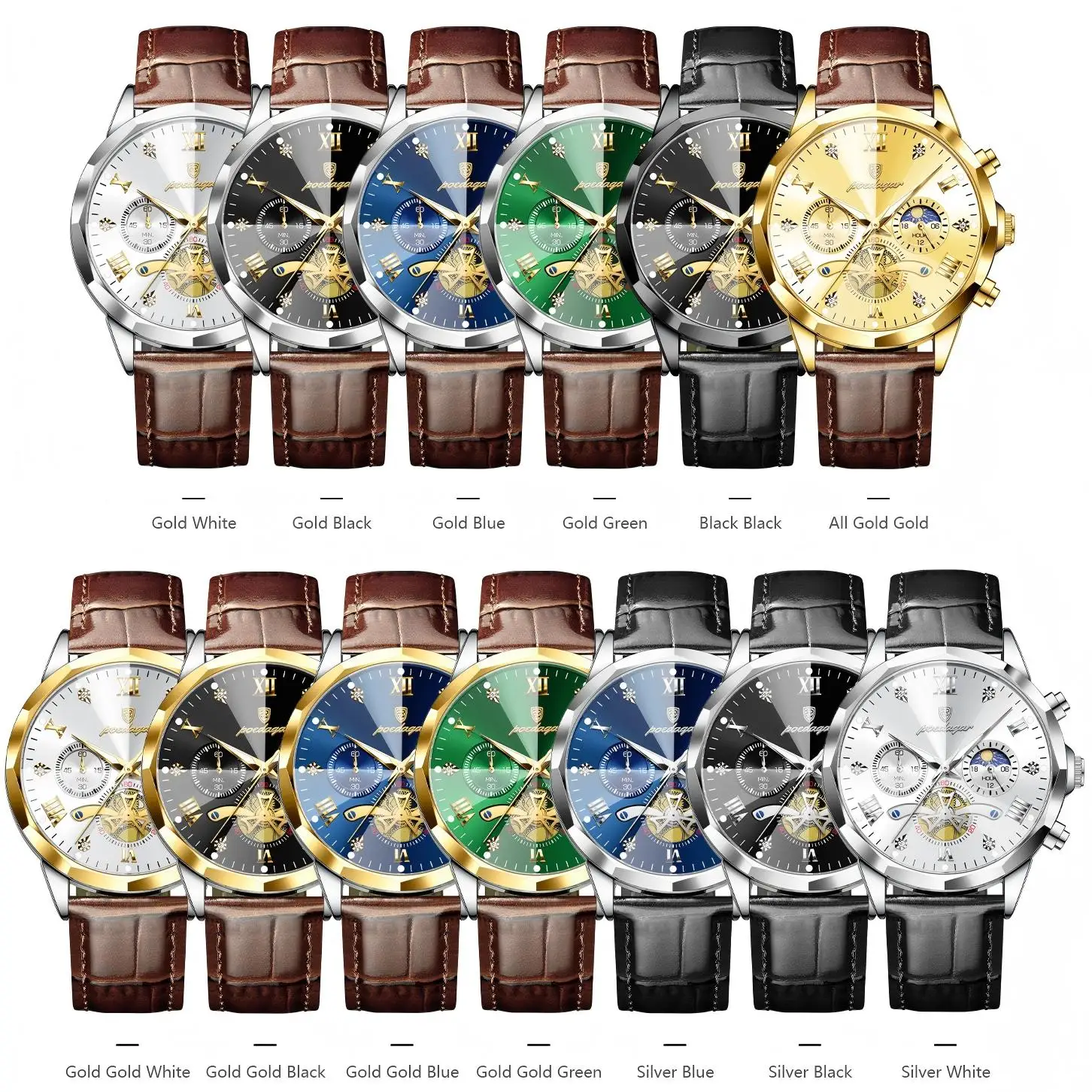 POEDAGAR 938 Multi-Function Waterproof Quartz Watch