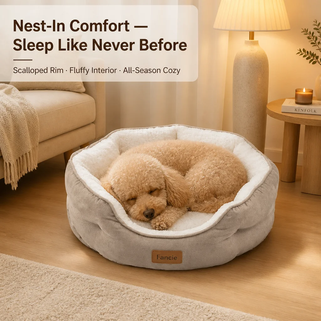 Scalloped Pet Nest Bed Plush Outer — Product details 4