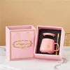 Taza de vientre grande rosa + caja de regalo de alta gama