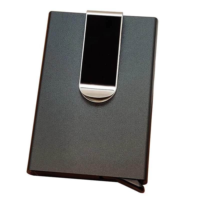 BEGRIM Slim Aluminum RFID Blocking Money Clip Wallet - Carbon Fiber Accent (Black)