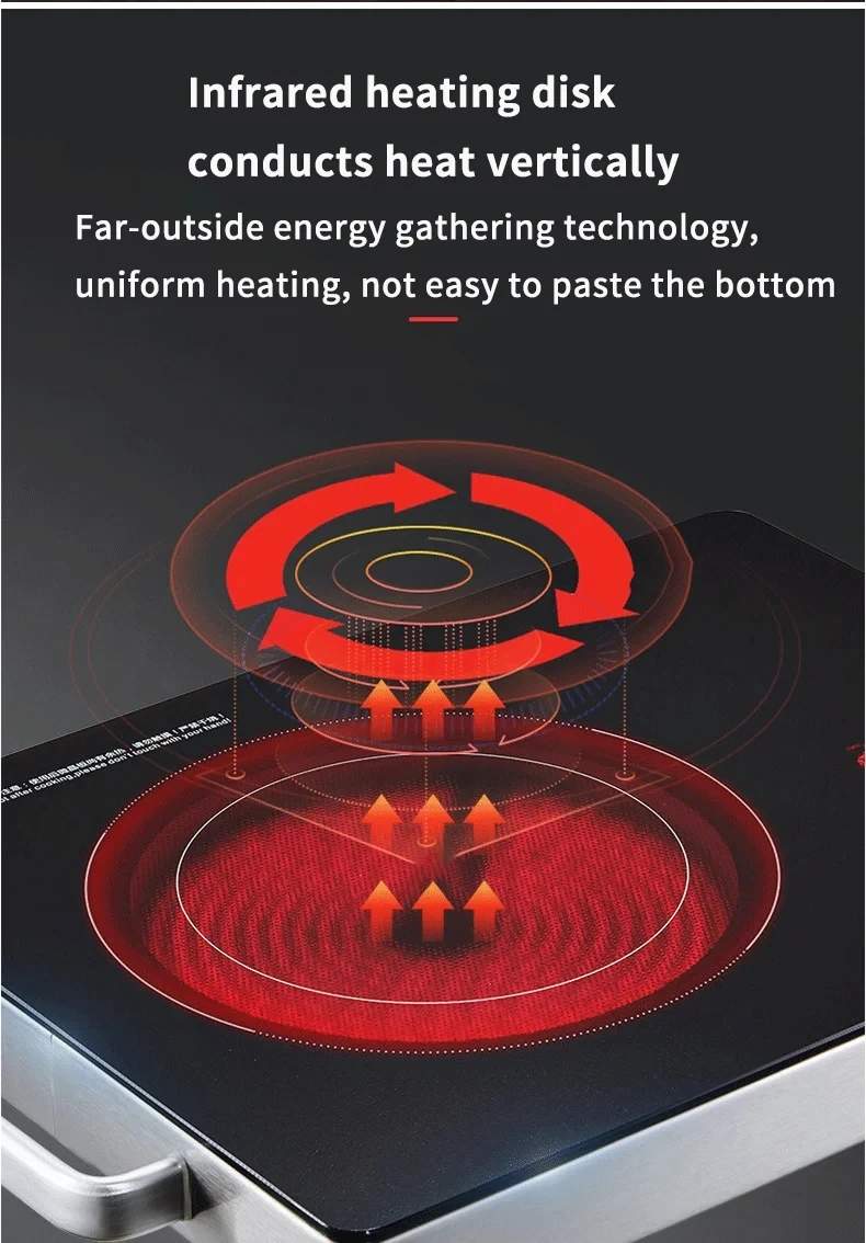 Multifunctional 1-Burner Infrared Cooker Adjustable Power Desktop Electric Ceramic Stove Tabletop Cooktop for Household Use