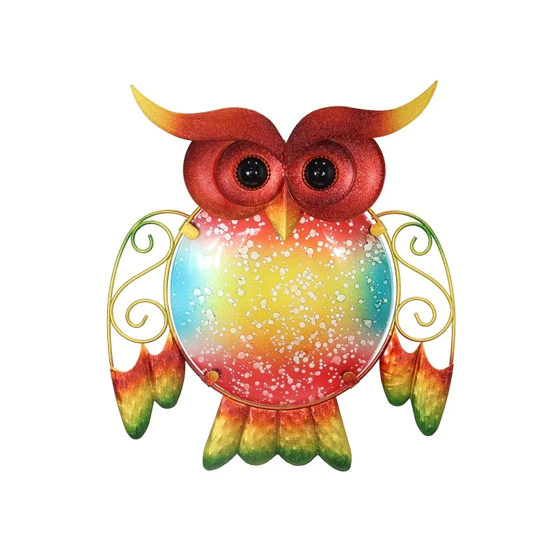 Liffy  Glass Cute Indoor Outdoor  Metal Owl Wall