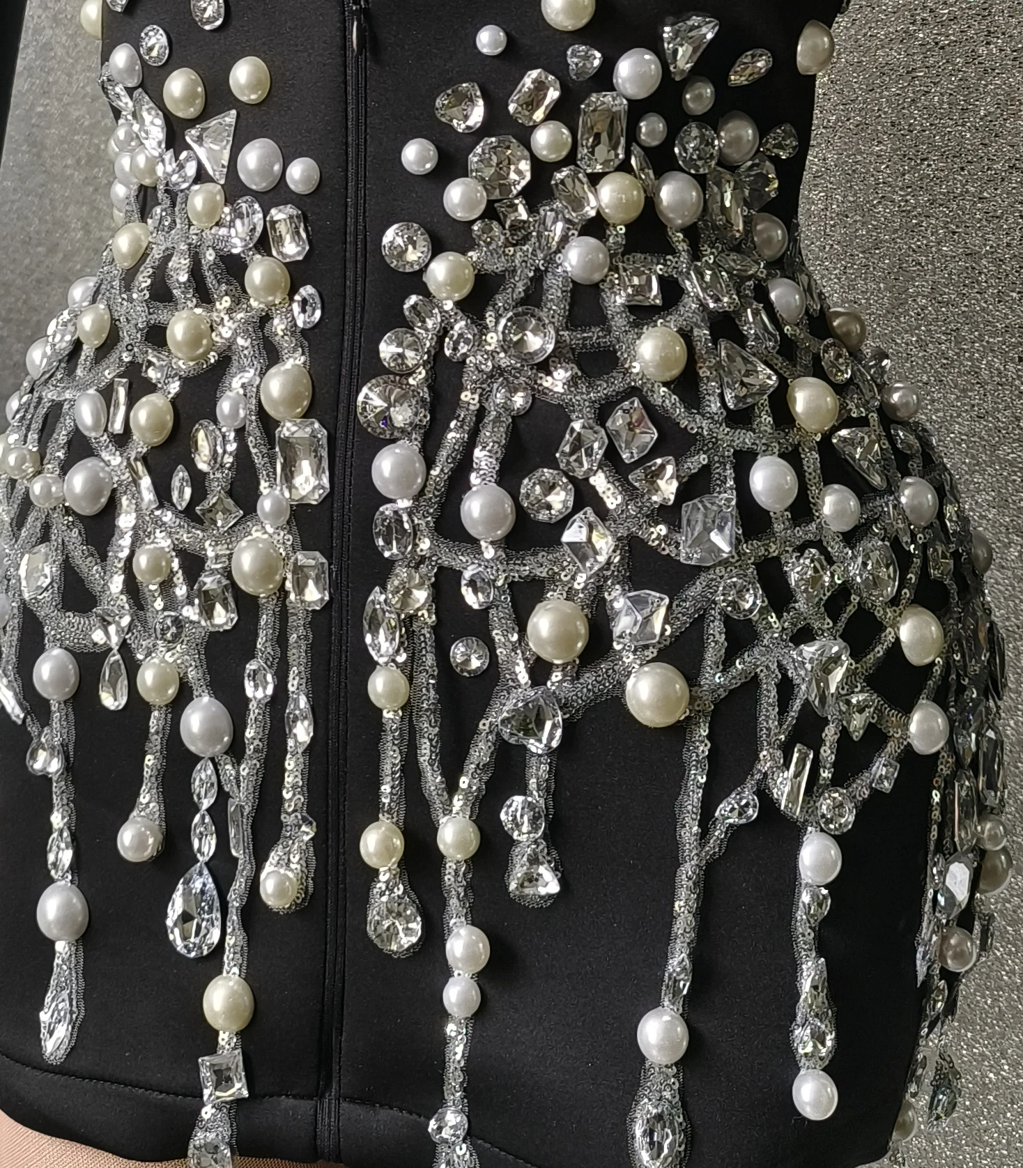 Costume de scène noir à col en V avec perles et strass, veste de soirée  pour danseuse, blazer sexy pour femmes, blazer de fête en club, 2023