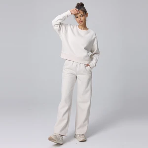 Wholesale Women Sweatsuit Loose Fit Sweat 2 Piece Suits Tracksuit Plain Blank Breathable Crew Neck Jogging Sweatsuits Women Sets