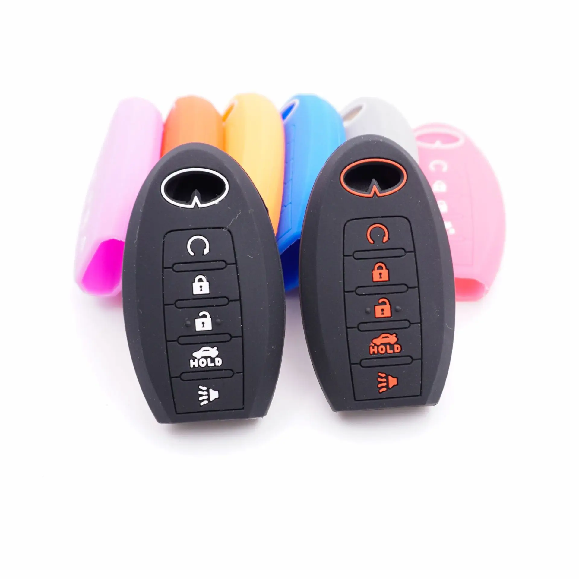 Pack of 5 Silicone Protective Fob Key Cover Chains Bag Key for Infiniti 