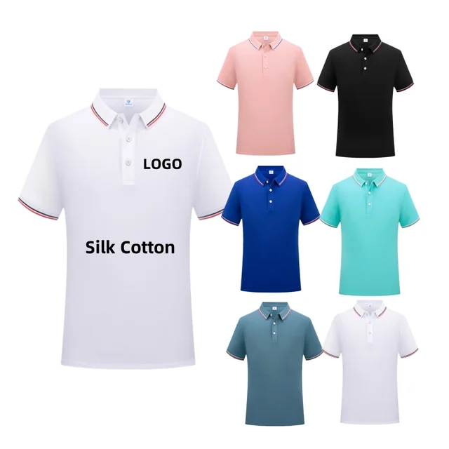 Men's Silk Cotton POLO Trendy men's clothing Business lapel Golf polo shirt Factory custom T-shirt