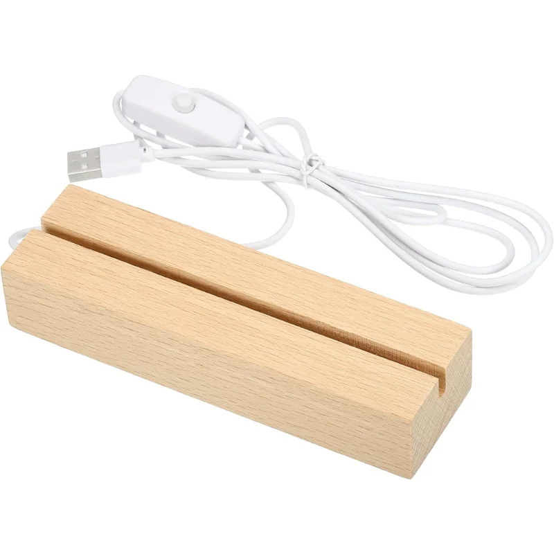 3D DIY Display Project Free Shipping Oval Wood Base Acrylic Warm LED Night Light Battery Powered with Clear Acrylic Panels