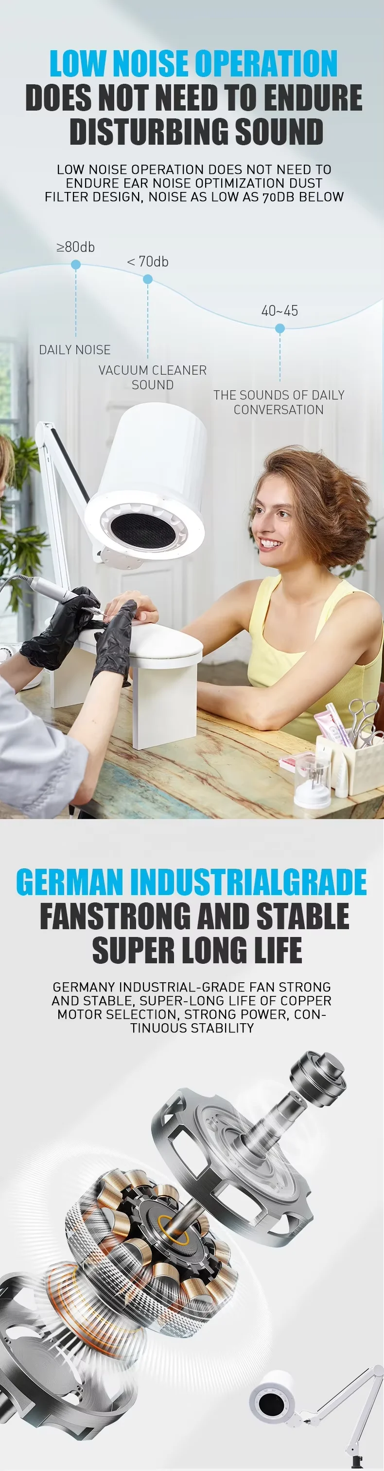 product heavy duty rolling floor stand nail dust collector vacuum pedicure dust extractor vacuum cleaner with light for podiatry feet-3