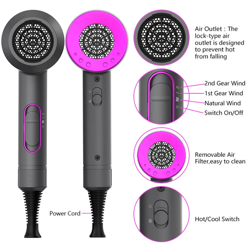 卸売サイレントデザインヘアドライヤー110v-220vホテル理髪店用