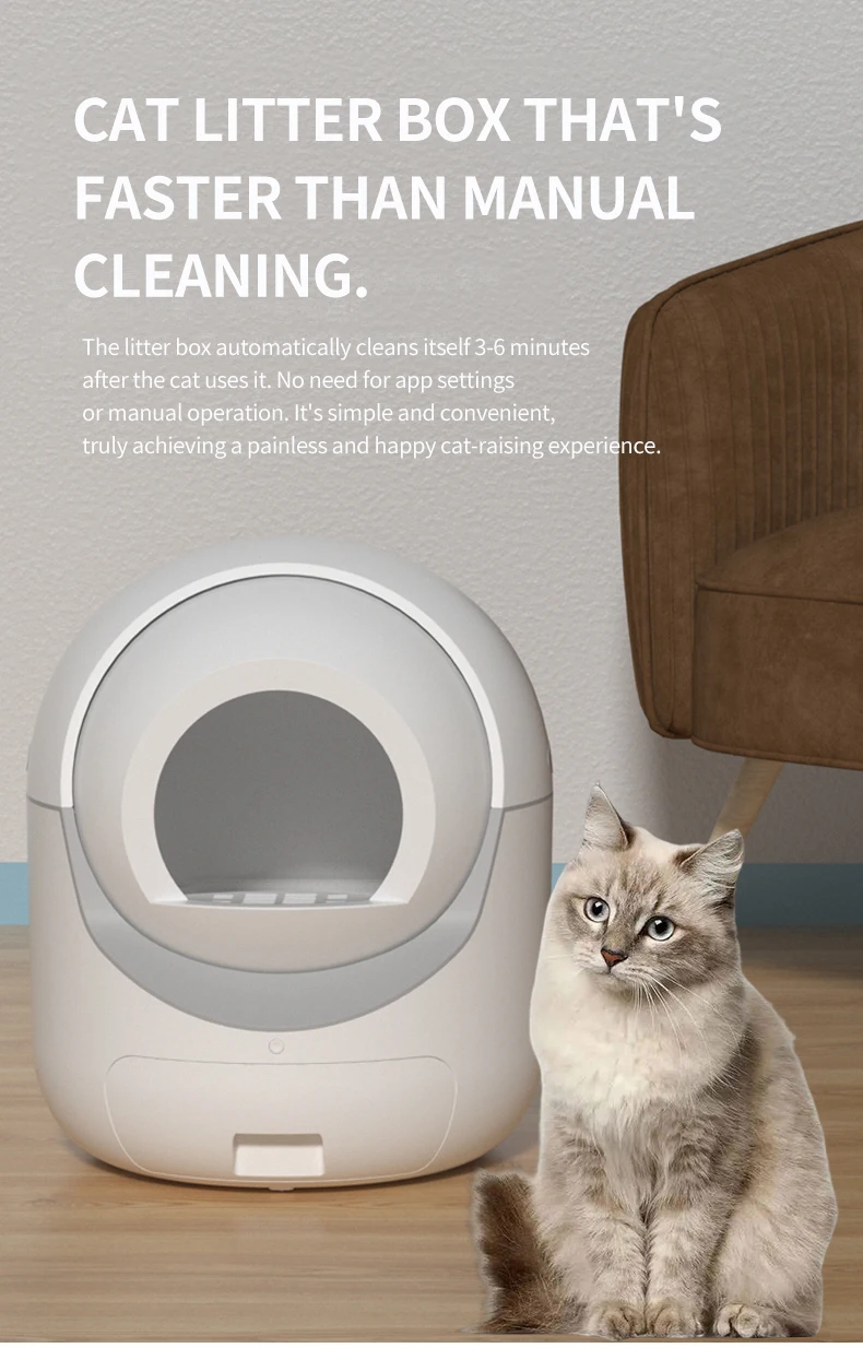 Auto Cat Litter Box Robot Tray Automa High Sides Odor Control Large