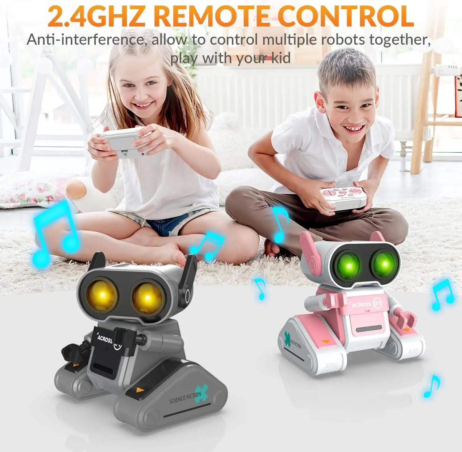 Rc Robot Interactive Programmable Rc Robot Toy Kids Educational Remote  Control Robot Shining Colors Led Eyes for Children