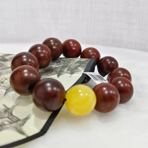 Natural Wood Bead Bracelet, Brown Red Wood Bead Bracelet, Women and Men Praying for Vintage Bracelet