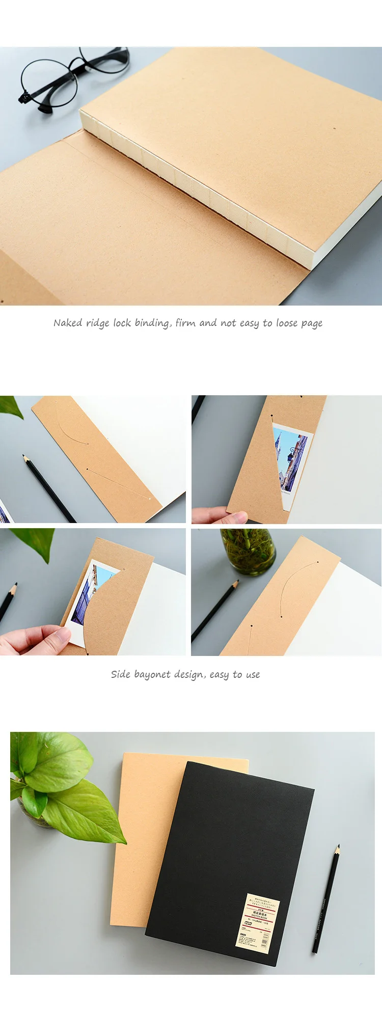 Kraft Notebook Thicken Sketchbook Diary A5 B5 Large Size Blank 100g