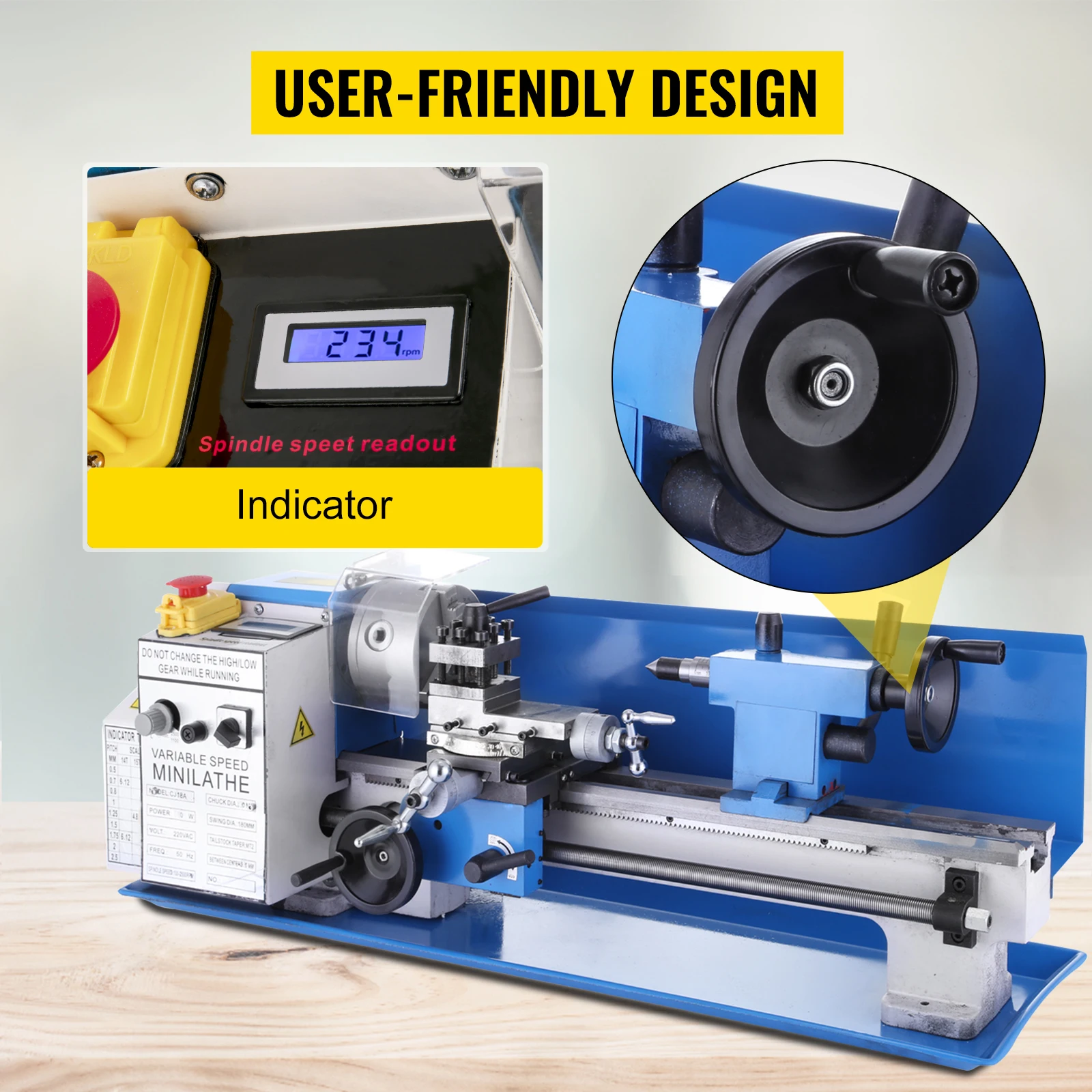 New CJ18A 7x14 Inch 550W Benchtop Mini Metal Lathe Machine - Easy