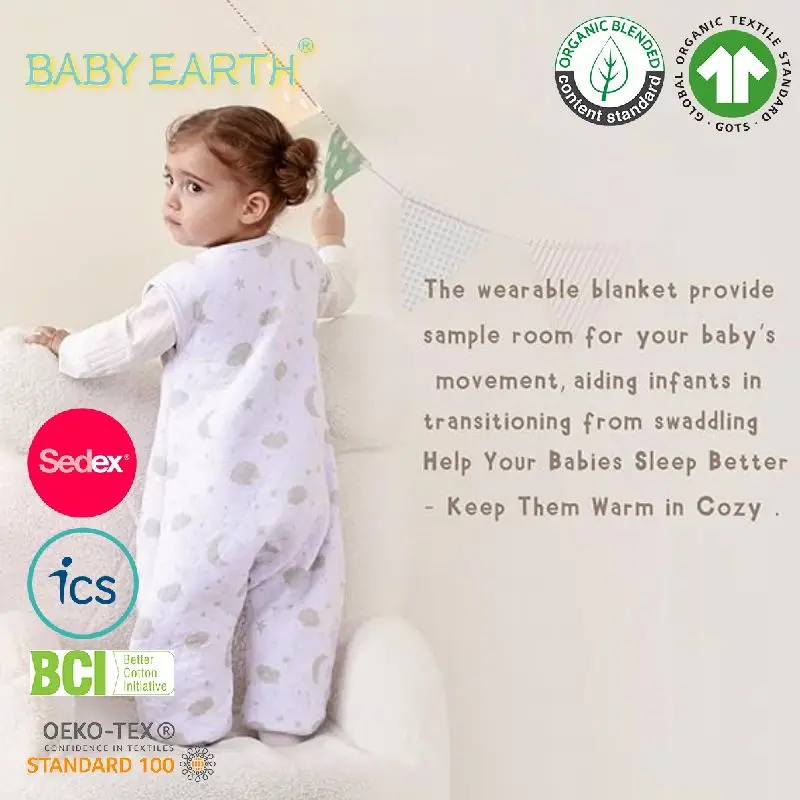 Organic Cotton Sleeping Sacks For Toddlers Baby Sleep Bag With Feet