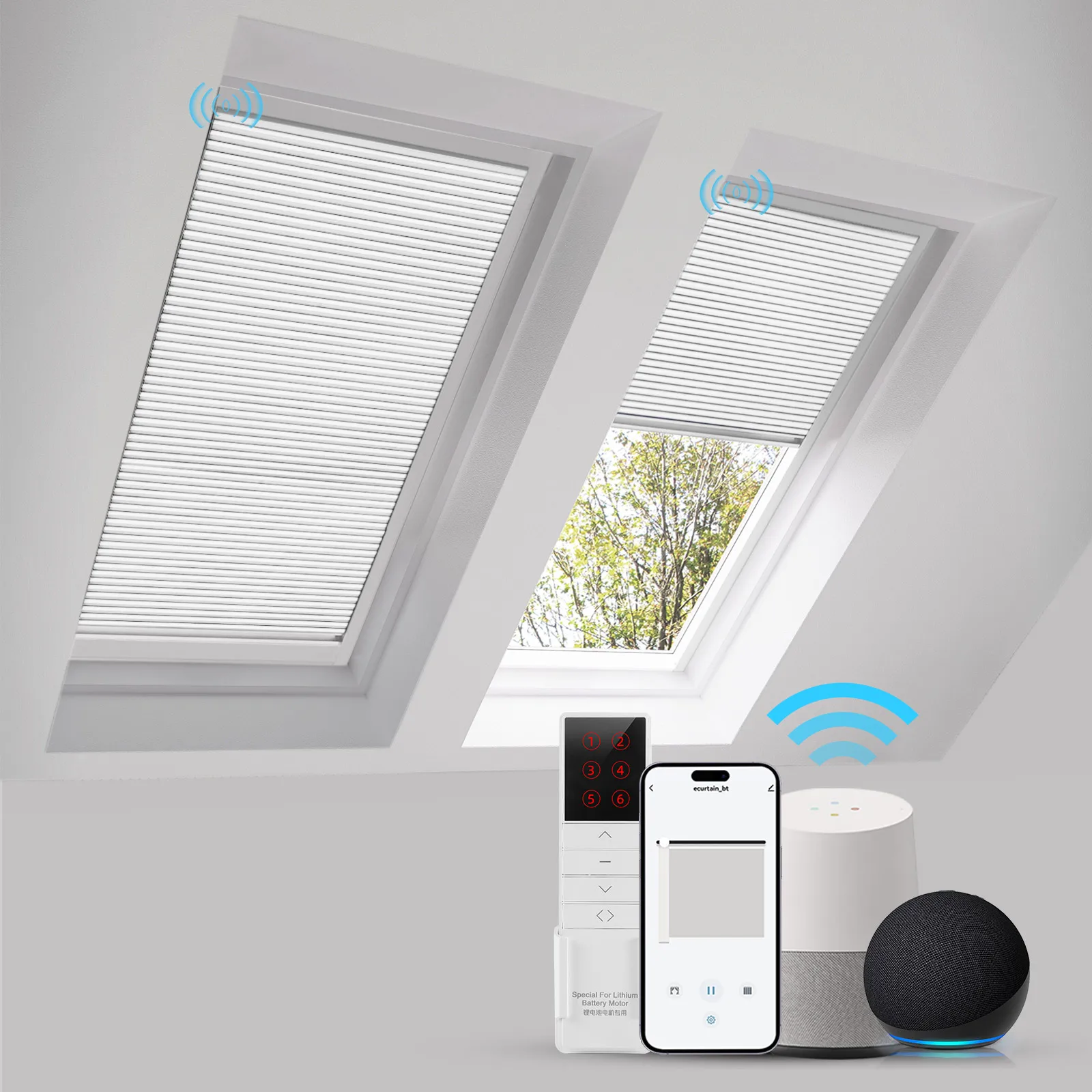 ZSTARR Smart Electric Motor Motorized Cellular Honeycomb Shades Blinds Shutters Curtains Skylight Blinds for Dormant Window