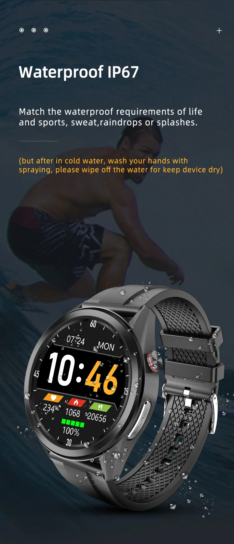 IP67 Waterproof ECG PPG BP HR Temperature Fitness Heart Rate Sport Health Monitoring Smartwatch Reloj Smart Watch W10 (12).jpg