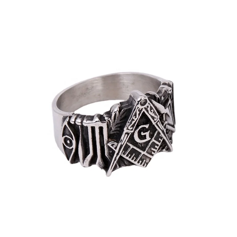 Stainless steel ring masons symbol for men Templar jewelry