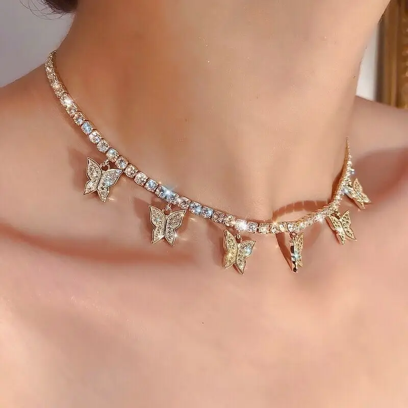 High Quality Diamonds Butterfly Choker 