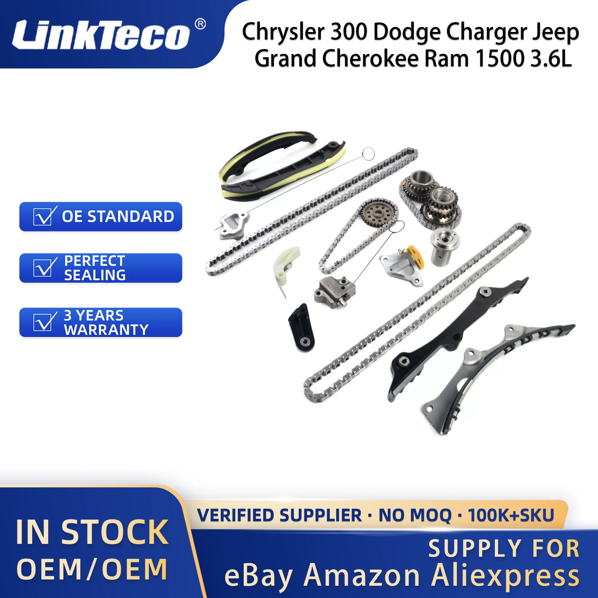 Linkteco Timing Chain Kit for Chrysler 300 Dodge Journey Charger Jeep Grand Cherokee Ram 1500 3.6L Pentastar 2011-2015 5047790AA
