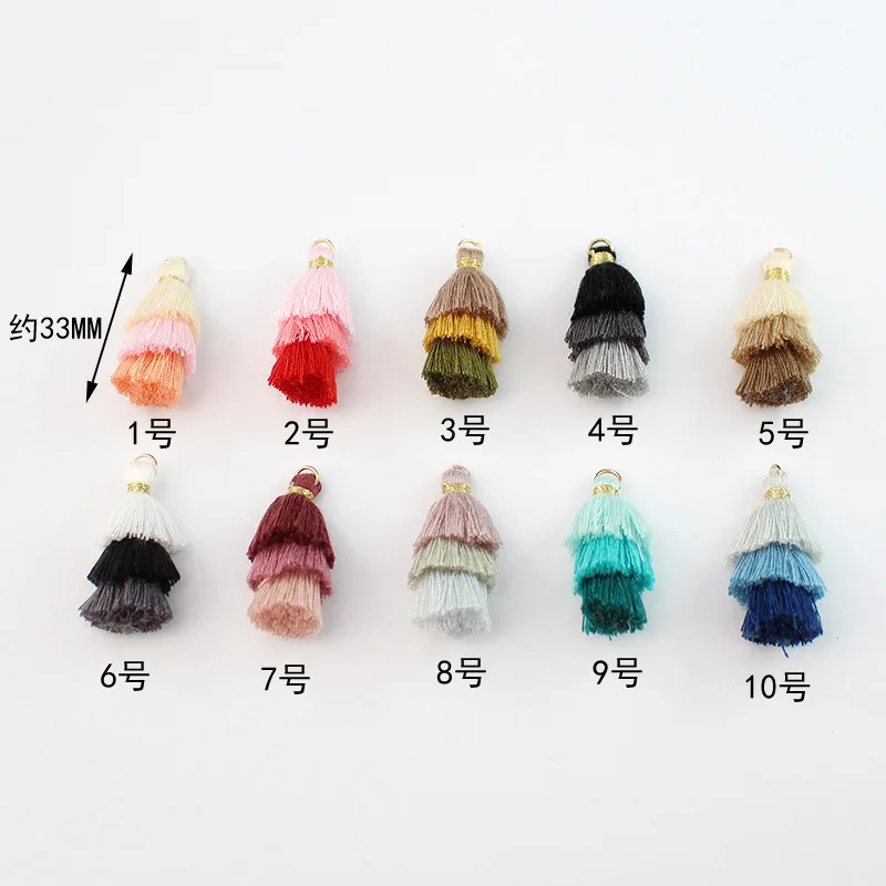 E-Magic  Handmade Tassel Customized Color  New Fashion Colorful 3 Layer String Decorative Cord Polyester Tassels