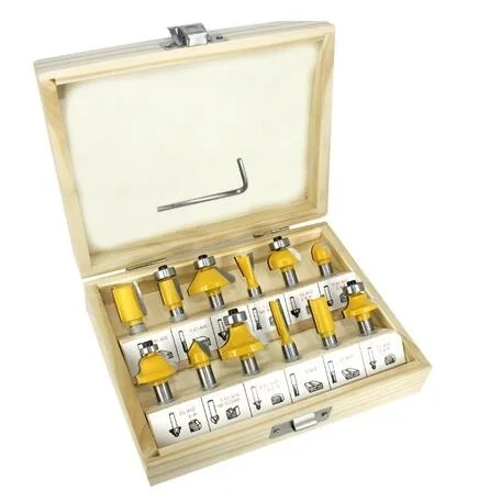 90 Degree Chamfering Cutter 45 Chamfer Bit CNC Machine Tool Flush Laminate Trimmer Straight Bit Router Bit Set 12Pcs