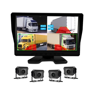 10.1Inch Key Monitor 720P AHD AI Truck Bus Car Security with Four Channels Video BSD BSM Blind Spot Monitor 360 Surround View