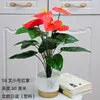Petit anthurium rouge à 18 branches-pot blanc nordique en pierre blanche