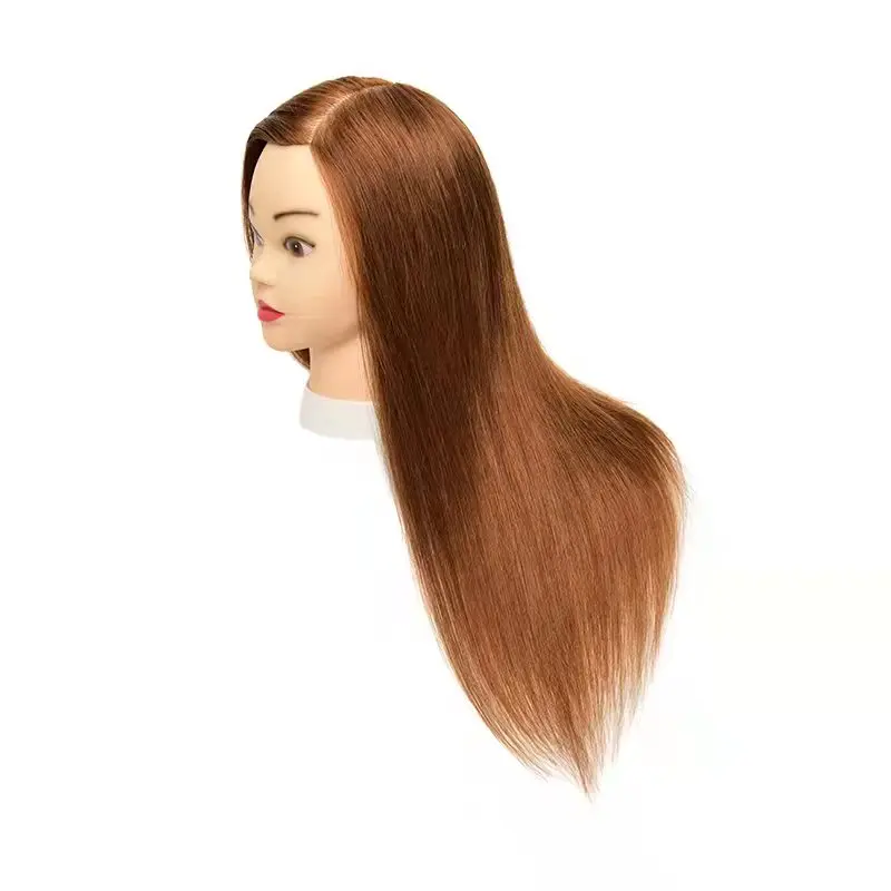 Schaufensterpuppenkopf Mit Langem Braunem Haar – Hitzebeständig Für Flechtübungen & Styling-Training