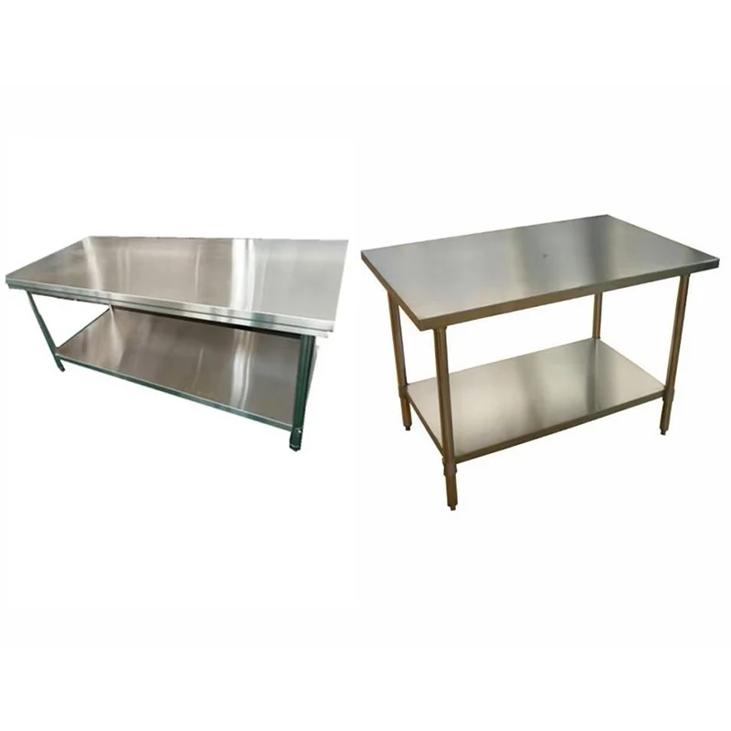 Durable stainless steel worktops for meat processing plants and industrial production lines