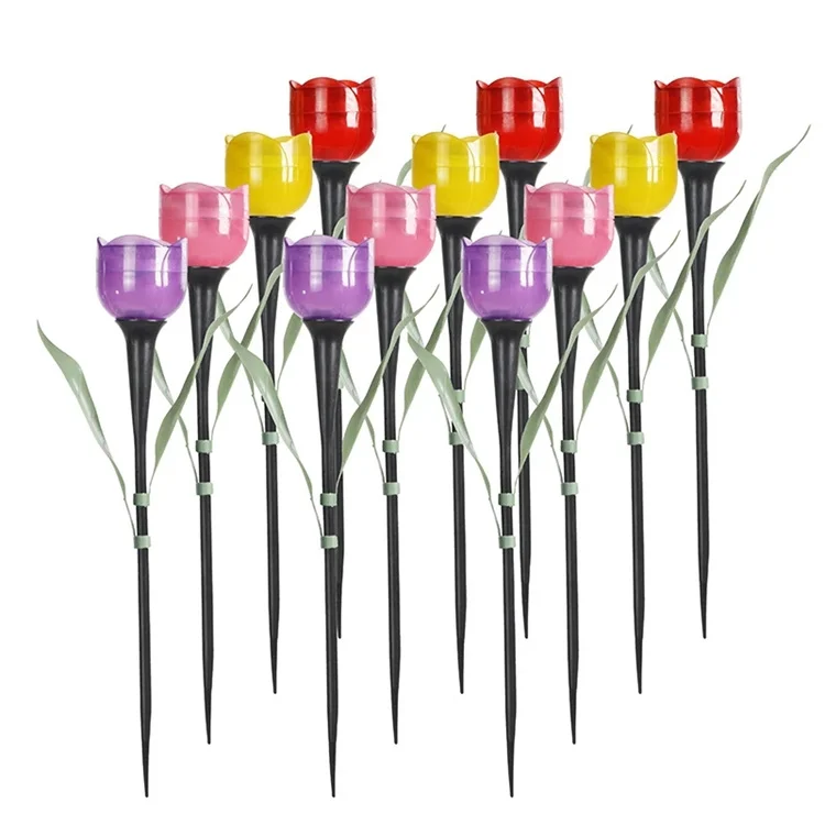 Outdoor MultiColor Changing IP11 Waterproof 1LED Solar Garden Decorative Yard Tulip Flower Stake Light