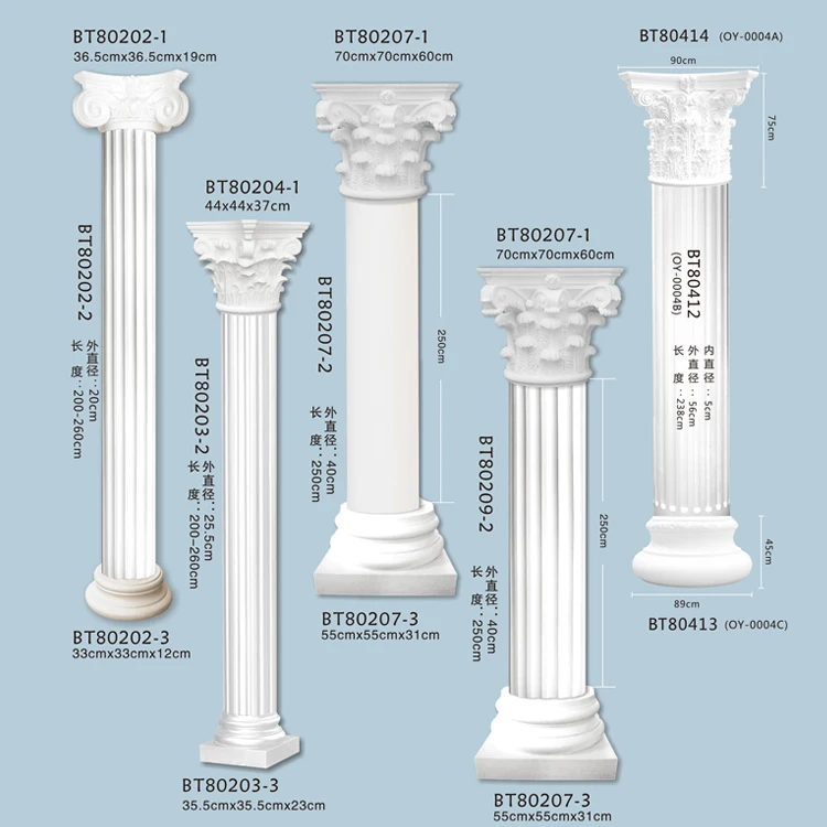 Guanyu Hotel Gardens Polyurethane Roman Columns Plastic Wall Panel Decoration Wall Tiles Molds Various Head Designs for Pillars